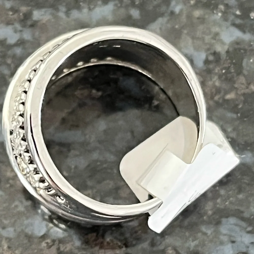 Thick Silvertone & CZ Casual Ring Sz 7 NWTs.